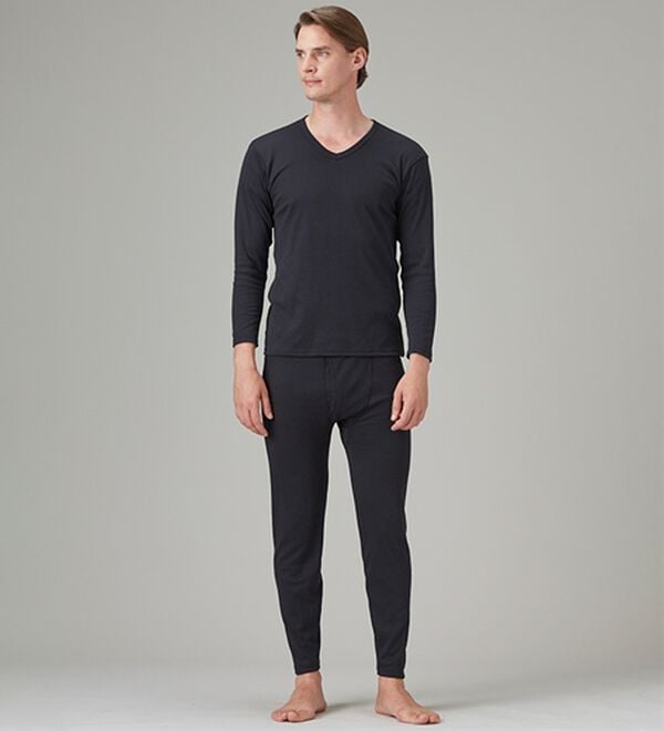 「【３色組】サーモケア（Ｒ）吸湿発熱綿混裏起毛インナー上下３色組（メンズ肌着・インナーウェア）」｜詳細画像