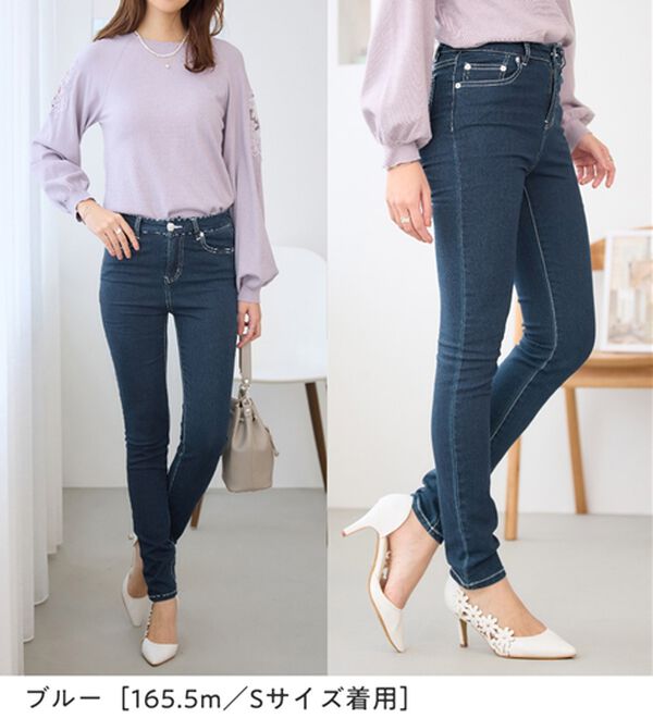 alotta（アロッタ）の「美脚ストレッチスキニーデニムパンツ（フルレングスパンツ）」｜詳細画像