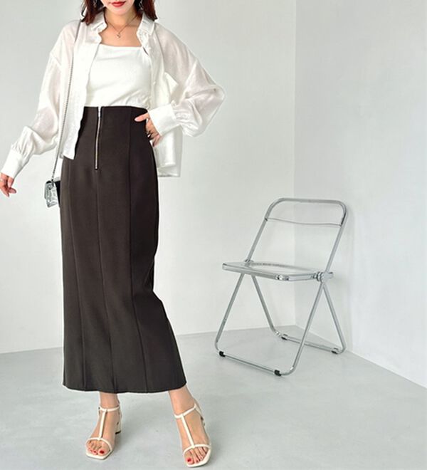 GeeRA（ジーラ）の「ＯＮ／ＯＦＦ使える！フロントファスナースカート（ロングスカート）」｜詳細画像