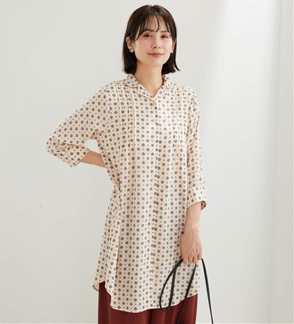 BELLUNA（ベルーナ）の「ジョーゼット素材ピンタック使いワンピース（その他ワンピース）」｜詳細画像