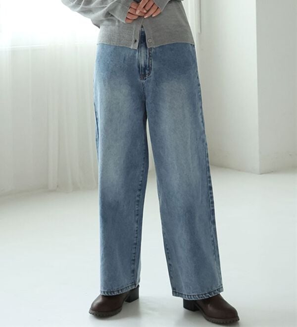 A HAPPY MARILYN（アハッピーマリリン）の「【Ｍ～７Ｌ】＜新色追加＞美脚＆美尻が叶う！優勝ワイドパンツ（ワイドパンツ・ガウチョ）」｜デニム／ケミカルブルー