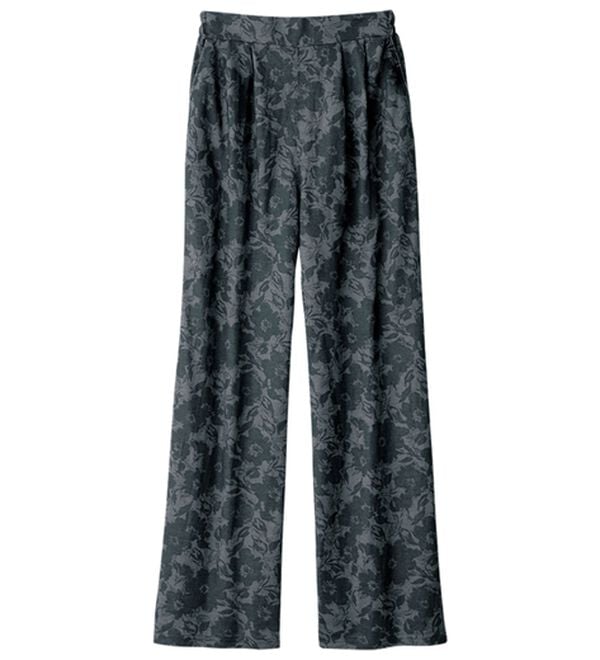 ルフラン（ルフラン）の「冷感タックワイドパンツ＜プティール＞（ワイドパンツ・ガウチョ）」｜黒花