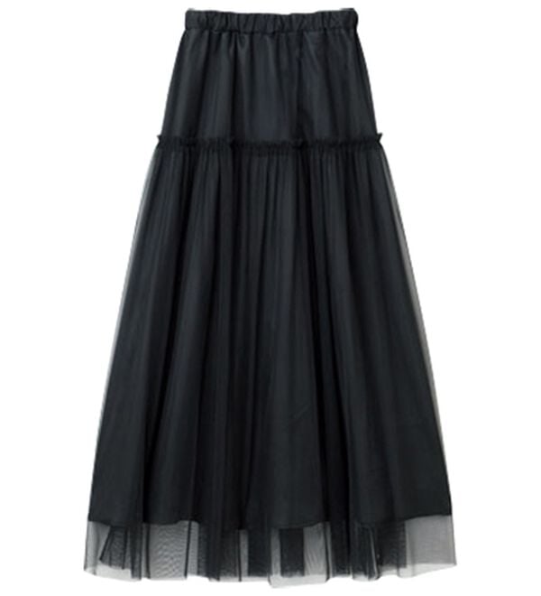 RANAN（ラナン）の「ふわっと可愛いフリルギャザーチュールスカート（ロングスカート）」｜詳細画像