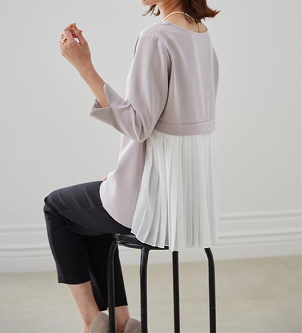 RANAN（ラナン）の「楽ちんキレイ見え！バックプリーツセットアップ（ブラウススーツ）」｜詳細画像