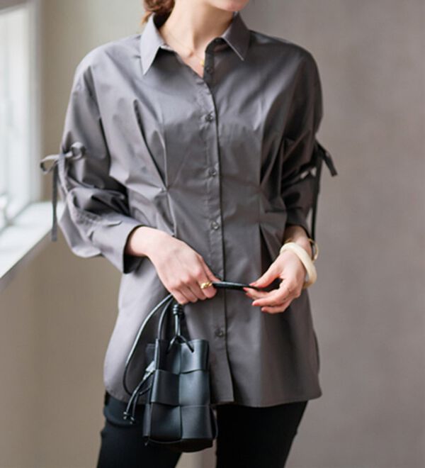 RANAN（ラナン）の「ウエストタック袖リボンシャツ（シャツ）」｜詳細画像