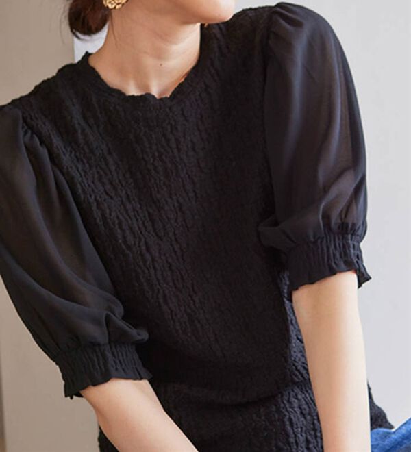 RANAN（ラナン）の「ボリューム袖ぽこぽこＴシャツ（カットソー）」｜詳細画像