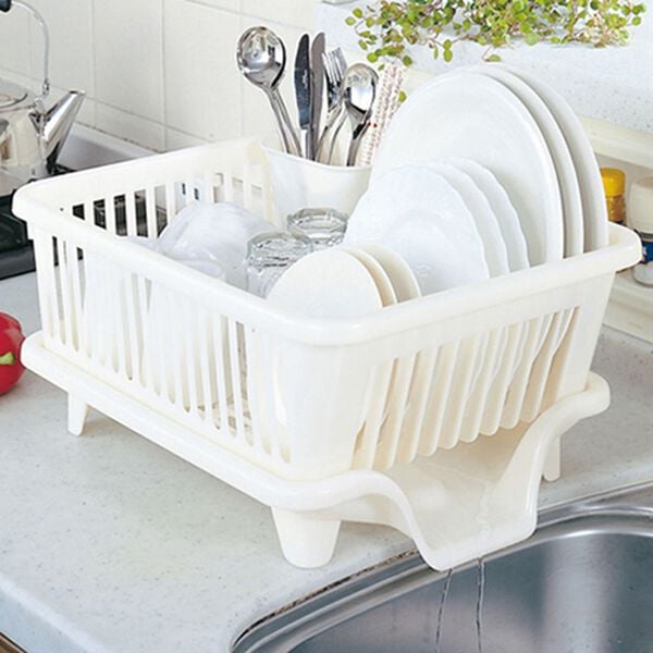 「水が流れる水切りかご（水まわり・コンロまわり用品）」｜ホワイト