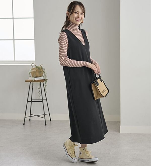 BELLUNA（ベルーナ）の「＜＆ｃｏｃｏｃｈｉ＞ハピネスコットン100％&times;吸湿発熱リブタートルニット（ニット・セーター）」｜詳細画像