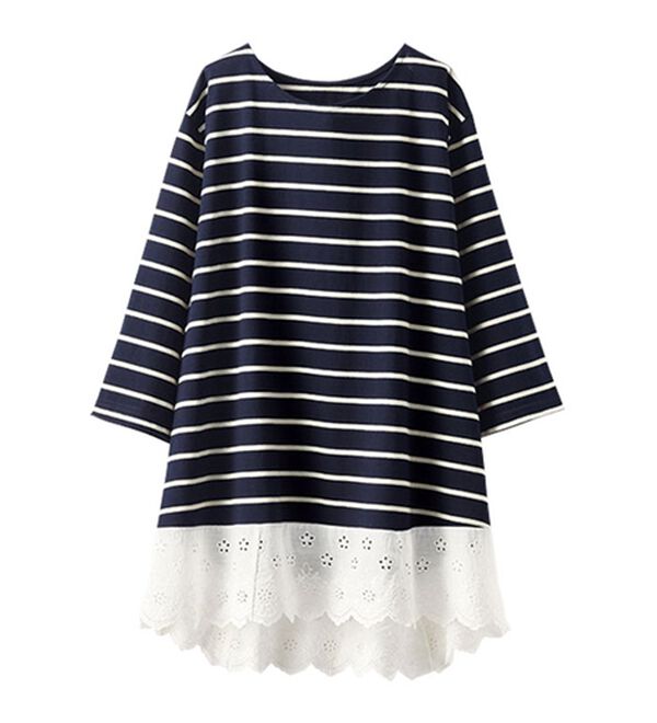 BELLUNA（ベルーナ）の「華やかレース使いボーダーチュニック（チュニック）」｜詳細画像