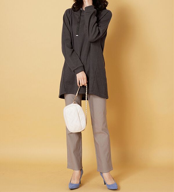 BELLUNA（ベルーナ）の「あぜ調裏起毛素材ワイドネックチュニック（チュニック）」｜詳細画像