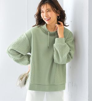 BELLUNA（ベルーナ）の「裏起毛ケーブル柄切替プルオーバー（カットソー）」｜詳細画像