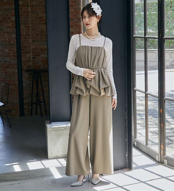 RANAN（ラナン）の「アシメバルーンパンツドレス（パンツスーツ）」｜ベージュ