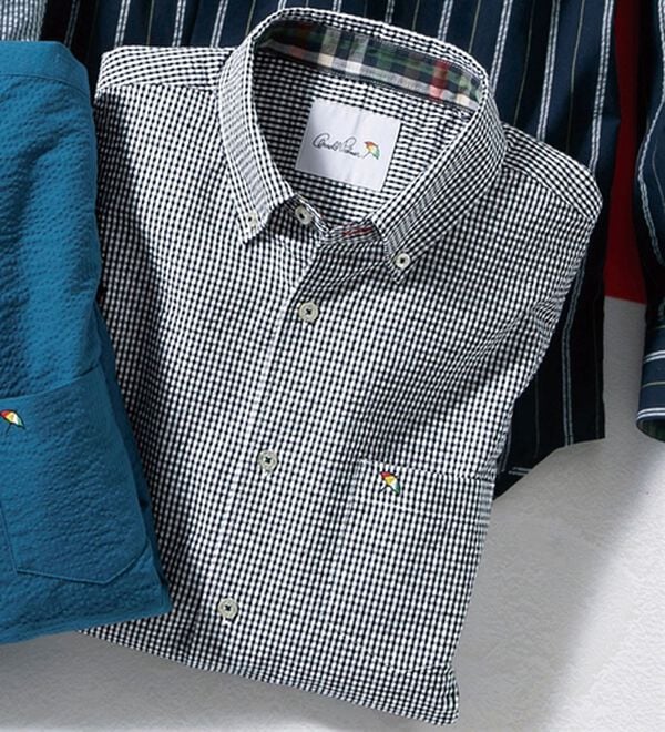 「＜アーノルド　パーマー＞シアサッカーデザインシャツ（長袖・７分袖）（メンズシャツ）」｜ギンガムチェック