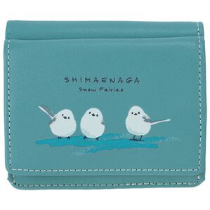 「コンパクト財布（シマエナガ）（財布・パスケース）」｜エメラルドグリーン