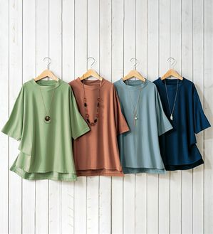 ルフラン（ルフラン）の「【４色組】ゆる感なめらかプルオーバーネックレス付（カットソー）」｜4色組