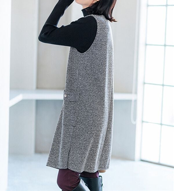 BELLUNA（ベルーナ）の「ツイード調タック使いジャンパースカート（チュニックワンピース）」｜詳細画像