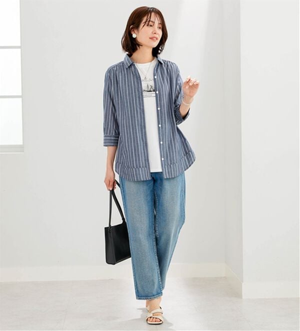 BELLUNA（ベルーナ）の「サラリ快適！ギャザー使いシャツチュニック（チュニック）」｜詳細画像