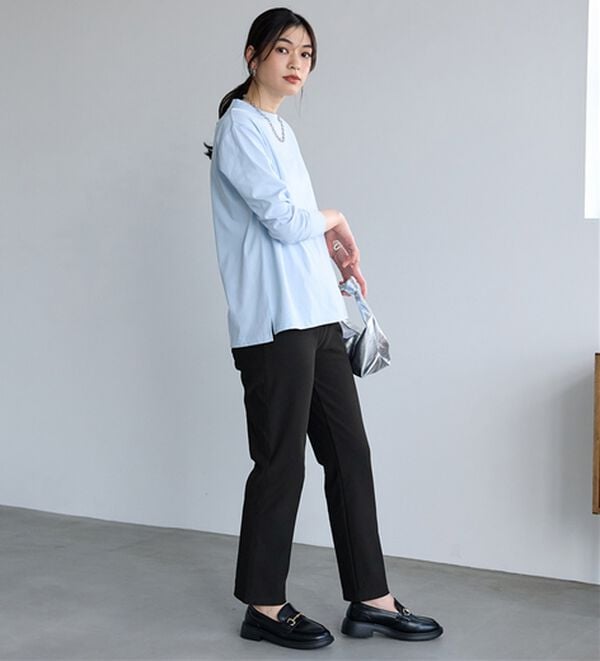 BELLUNA（ベルーナ）の「【汗ジミ対策◎】＜エアリーアイスコットン＞オーバーサイズＴシャツ【選べる袖丈】（カットソー）」｜詳細画像