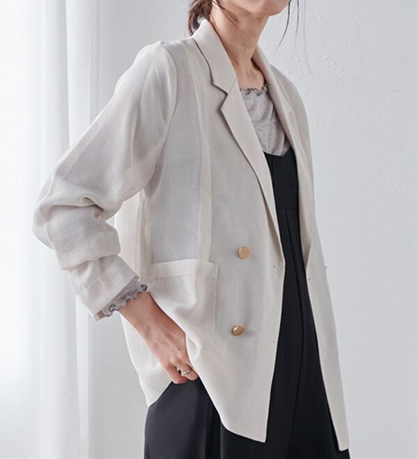 リングジャケット　ダブル　メッシュブレザー　夏 リングジャケット ダブル メッシュブレザー 夏 メタルボタンダブル