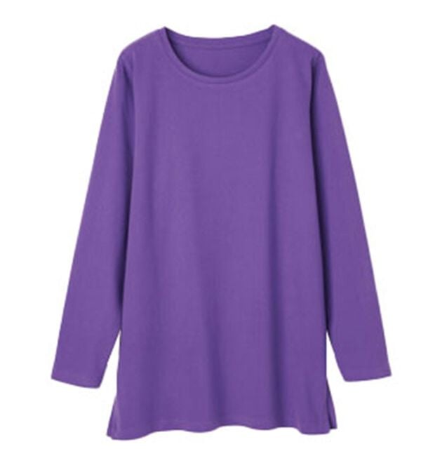 RANAN（ラナン）の「＜ＢＣ＞綿１００％×吸湿発熱！あったか裾スリットロングプルオーバー（カットソー）」｜詳細画像