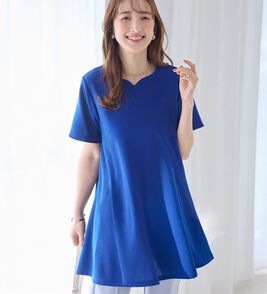 alotta（アロッタ）の「【接触冷感】さらっと快適！高見えフレアーロングチュニックＴシャツ（チュニック）」