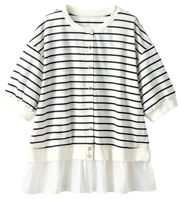 BELLUNA（ベルーナ）の「異素材切替ボタン使いカーディガン（その他カーディガン）」｜詳細画像