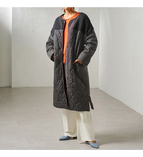 ENFOLDキルティングコート エンフォルド キルティングコート ネイビー