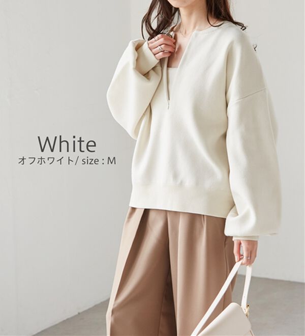 RANAN（ラナン）の「【新色追加】ハーフジップスウェットライクニット（ニット・セーター）」｜詳細画像
