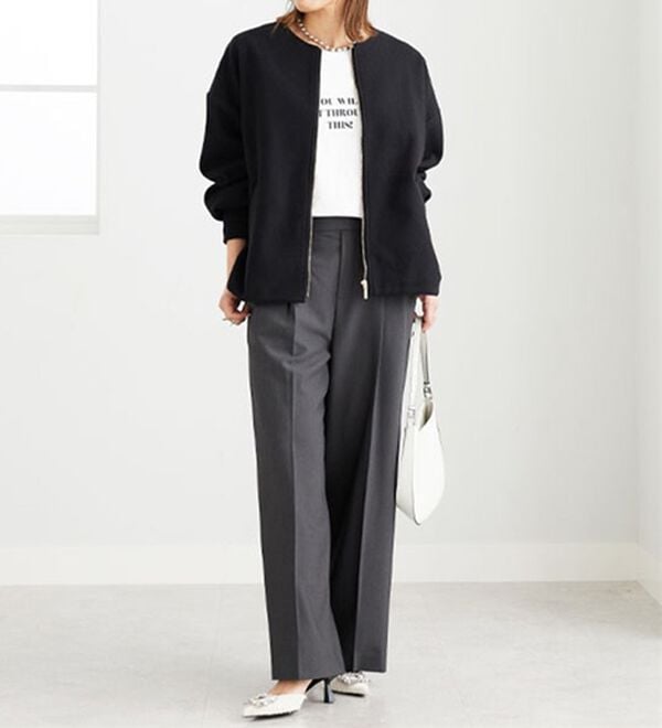 BELLUNA（ベルーナ）の「【ｍａｋｏさんコラボ】ウール調ノーカラーブルゾン（ブルゾン）」｜詳細画像