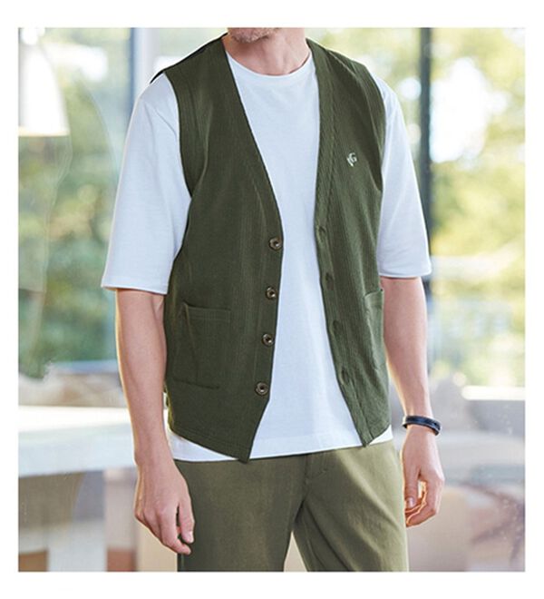 「羽織って納得！涼感サッカーベスト（メンズベスト）」｜詳細画像