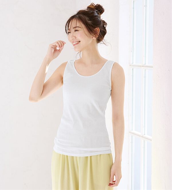LAVIENNE（ラヴィエンヌ）の「さらりラボ！綿１００％涼しいタンクトップインナー（肌着・インナーウェア）」｜詳細画像