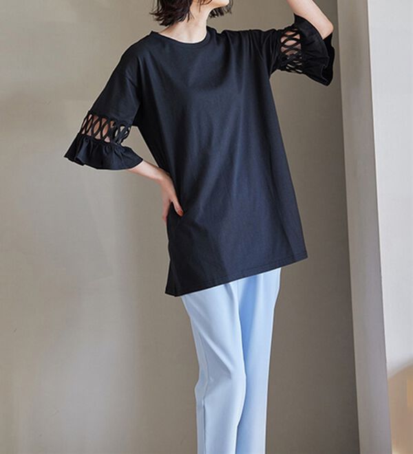 RANAN（ラナン）の「袖レース切替チュニックワンピース（チュニックワンピース）」｜詳細画像