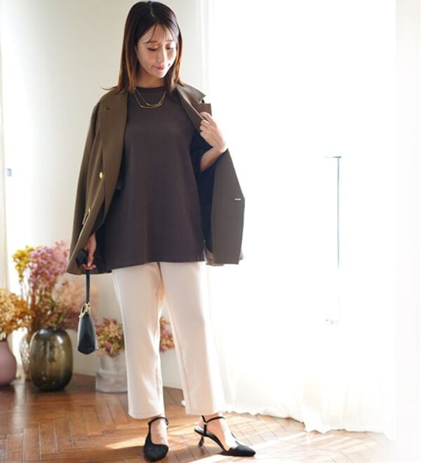 A HAPPY MARILYN（アハッピーマリリン）の「【Ｍ～８Ｌ】名品！「３つのシルエット」と「長袖／半袖」から選べる 綿混 ベーシック Ｔシャツ（Tシャツ）」｜詳細画像