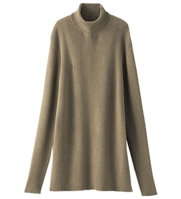 BELLUNA（ベルーナ）の「もちもちタートルネックニットプルオーバー（ニット・セーター）」｜グレージュ