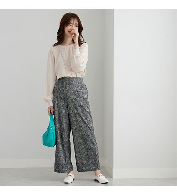 BELLUNA（ベルーナ）の「ぐんぐん伸びてラク！ジャカードワイドパンツ（ワイドパンツ・ガウチョ）」｜詳細画像