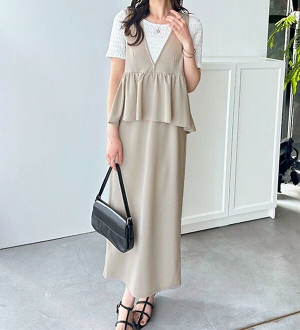 GeeRA（ジーラ）の「楽ちん！ペプラムジャンパースカート（ジャンパースカート）」｜詳細画像