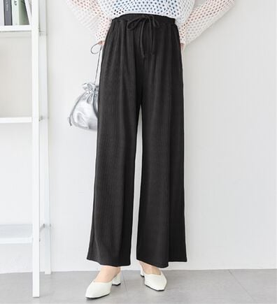 alotta（アロッタ）の「【選べる丈】のびのびストレッチリブワイドパンツ（クロップドパンツ）」