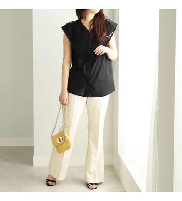 BELLUNA（ベルーナ）の「レース使いＶネックブラウス（ブラウス）」｜詳細画像