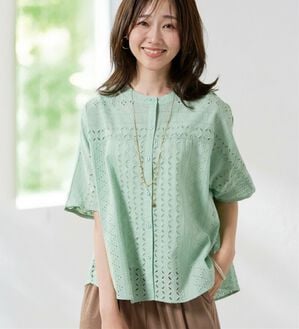 BELLUNA（ベルーナ）の「綿１００％刺しゅう切替ドルマンブラウス（ブラウス）」｜詳細画像