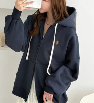 GeeRA（ジーラ）の「【U.S.POLOASSN.】フード刺繍ビッグシルエットジップパーカー（パーカー）」｜ネイビー