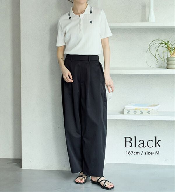 GeeRA（ジーラ）の「楽なのに美脚見えワイドカーブパンツ（フルレングスパンツ）」｜詳細画像