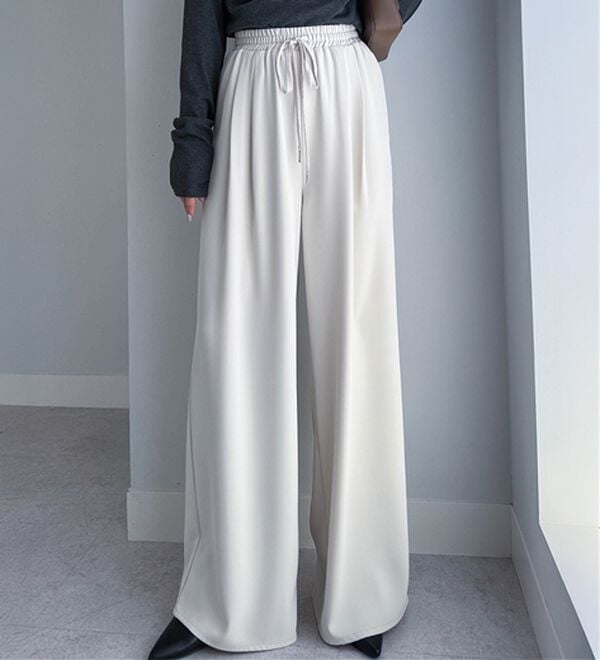 RANAN（ラナン）の「ひんやり！とろみ2タック体型カバーパンツ（フルレングスパンツ）」｜アイボリー