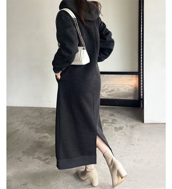 GeeRA（ジーラ）の「【あったか裏起毛】ハーフジップパーカーワンピース（カットソーワンピース）」｜詳細画像