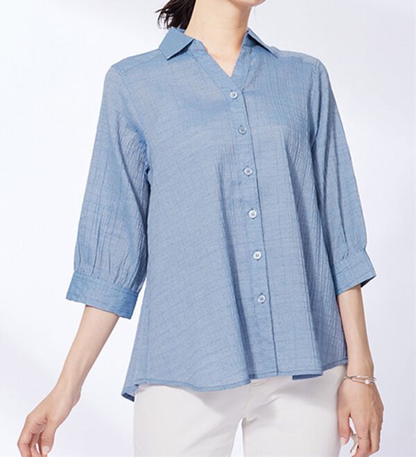 BELLUNA（ベルーナ）の「スキッパー衿ぽこぽこ素材ブラウス（ブラウス）」｜詳細画像