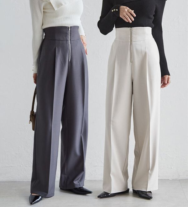 ハイウエストジップワイドパンツ - ベルーナ【公式】