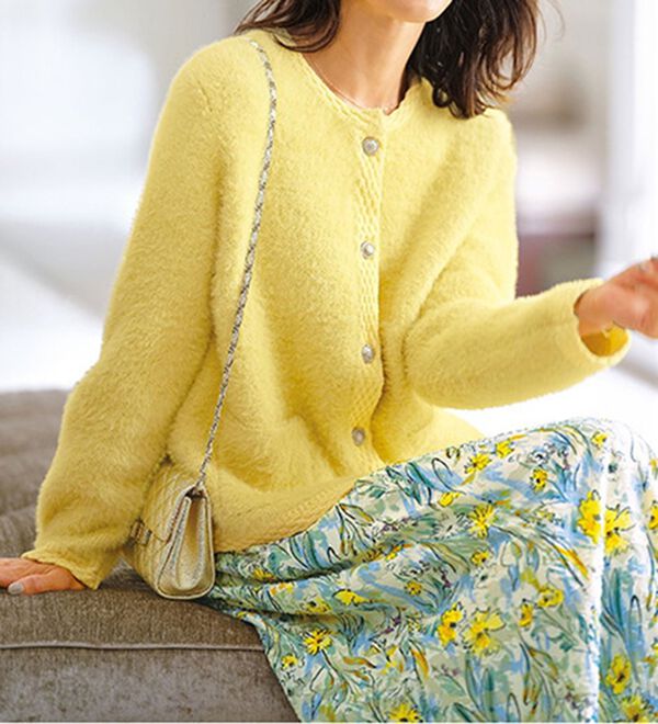 BELLUNA（ベルーナ）の「シャギーニット素材編地使いカーディガン（ニットカーディガン）」｜詳細画像