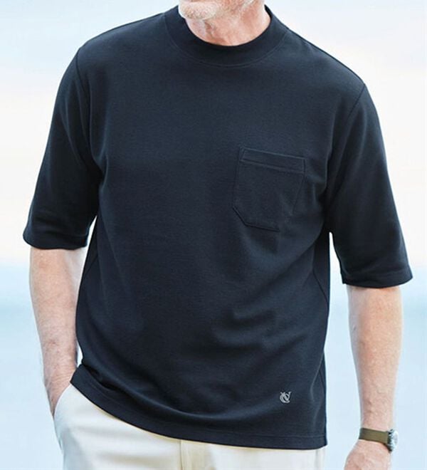 「【３色組】＜コムルヴァン・オム＞爽やかモックネックＴシャツ（メンズシャツ）」｜詳細画像