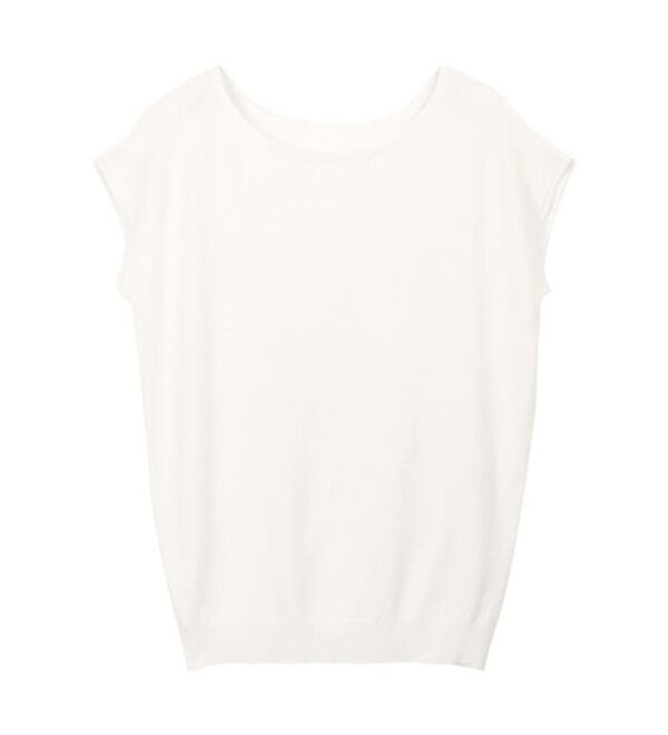 Pierrot（ピエロ）の「【選べる２ネック】シルクタッチフレンチスリーブニット（ニット・セーター）」｜詳細画像