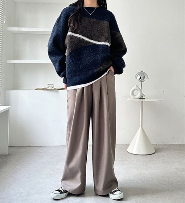 GeeRA（ジーラ）の「ウールライクダブルタックイージーパンツ（フルレングスパンツ）」｜詳細画像