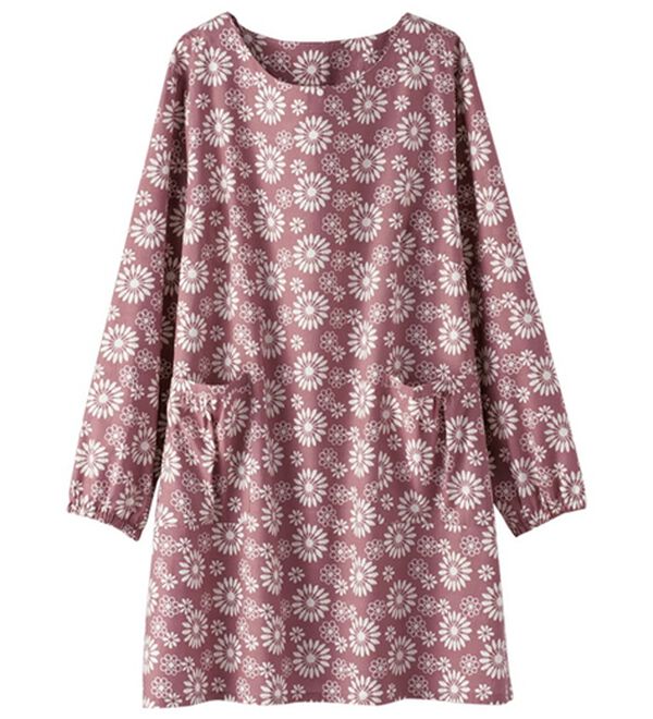 BELLUNA（ベルーナ）の「綿１００％素材おしゃれなかっぽうチュニック（パジャマ・ルームウェア）」｜レース柄